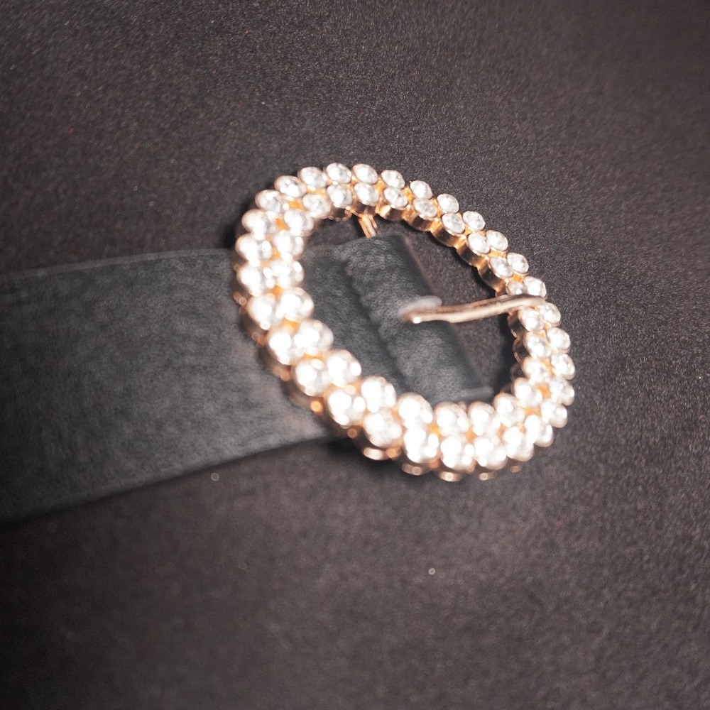 crystal studded black belt